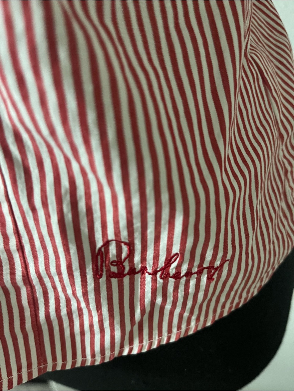 Burberry Red and White Striped Button-Front Shirt - Picture 4 of 5
